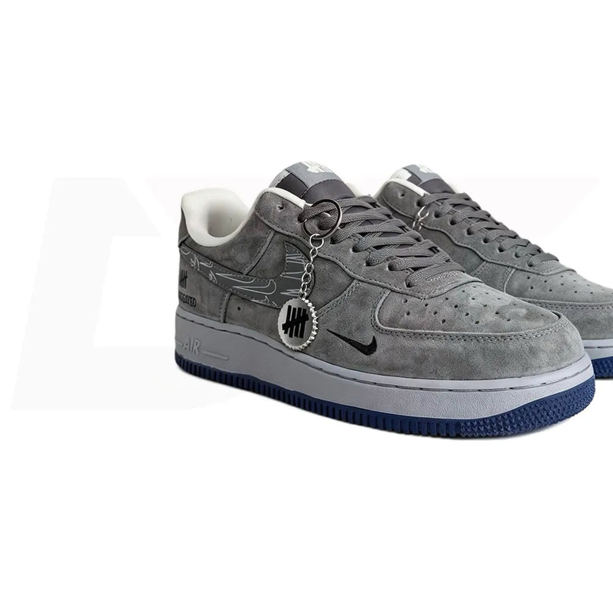Nike Air Force 1 Low "Grey Suede/Navy" – front view