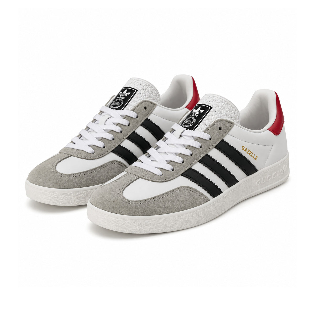 Adidas x Gucci Gazelle "White/Grey" – front view