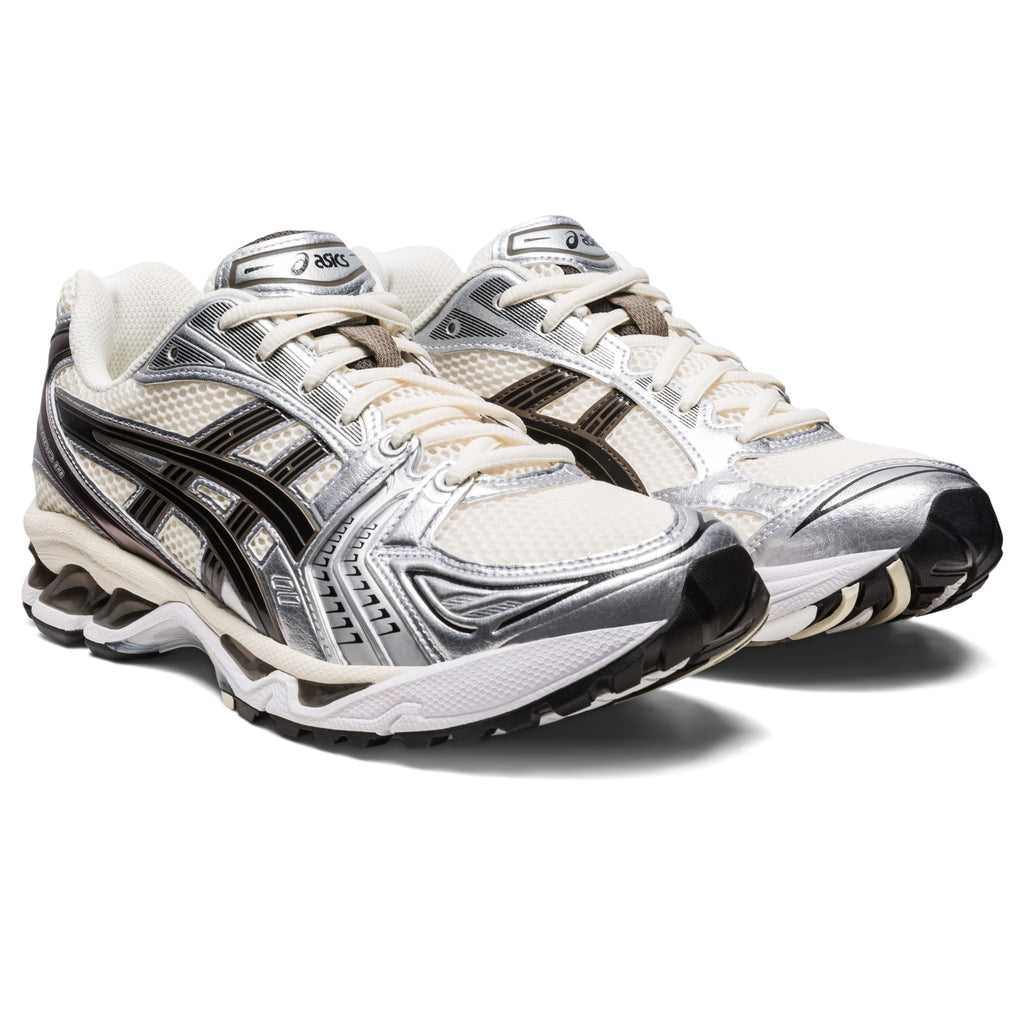 ASICS GEL-Kayano 14 "Cream/Black/Metallic Plum" – front view