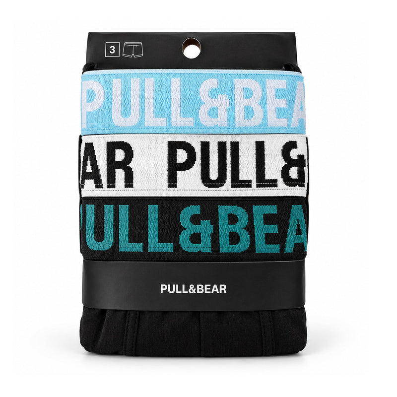 Pull&Bear Trunks 3-Pack "Blue/White/Black" – front view